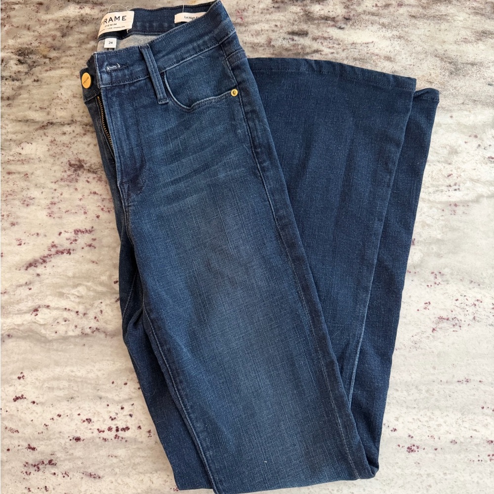 Frame dark denim stretchy flare